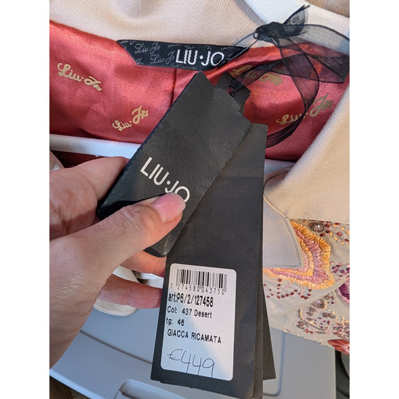 Liu Jo Y2K Boho Floral Embroidered Beaded Sequin Artsy Whimsical Khaki Jacket 10 - Picture 9 of 9